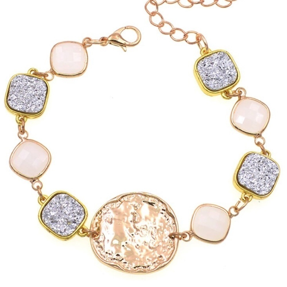 Goldtone Grey Charm Bracelet